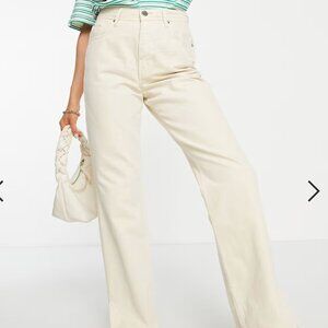 'River Island 90s straight jean with split hem in ecru